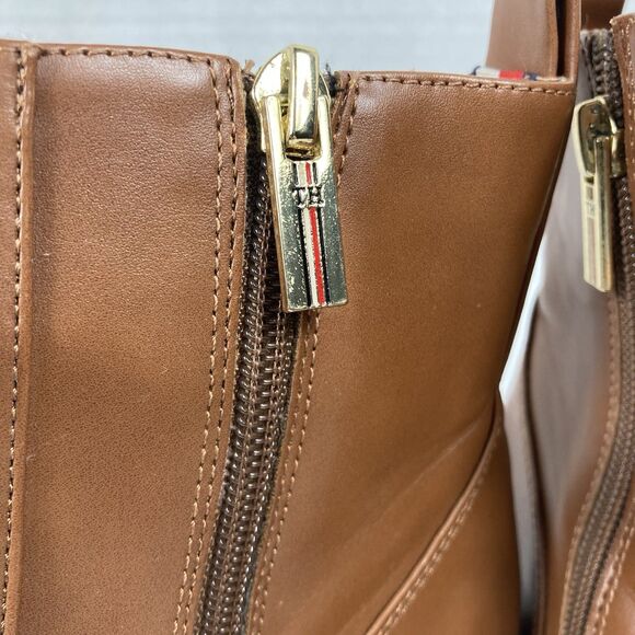 Chunky Brown Ankle Boots Tommy Hilfiger 7M Block Heel Booties LaceUp Grunge - Picture 6 of 14